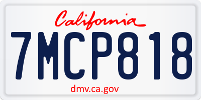 CA license plate 7MCP818