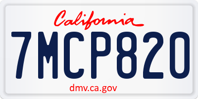 CA license plate 7MCP820