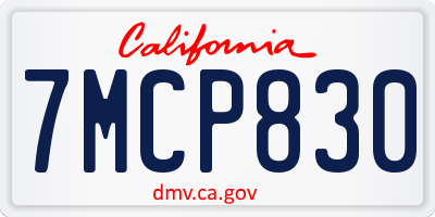 CA license plate 7MCP830