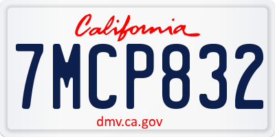 CA license plate 7MCP832