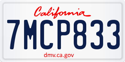 CA license plate 7MCP833