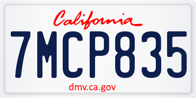 CA license plate 7MCP835