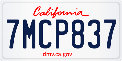 CA license plate 7MCP837