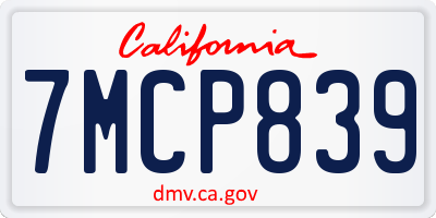 CA license plate 7MCP839