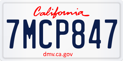 CA license plate 7MCP847