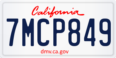 CA license plate 7MCP849