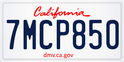 CA license plate 7MCP850