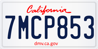 CA license plate 7MCP853