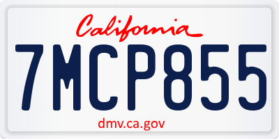 CA license plate 7MCP855