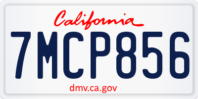 CA license plate 7MCP856