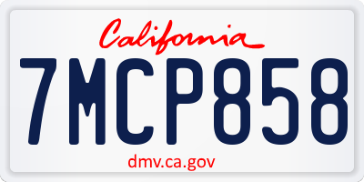 CA license plate 7MCP858
