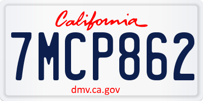 CA license plate 7MCP862