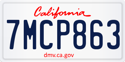 CA license plate 7MCP863