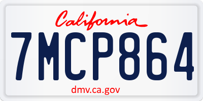 CA license plate 7MCP864