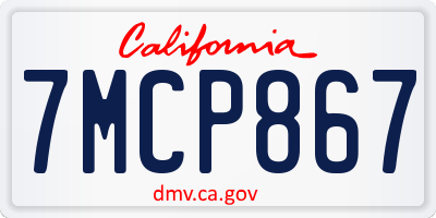 CA license plate 7MCP867