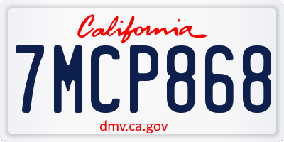 CA license plate 7MCP868