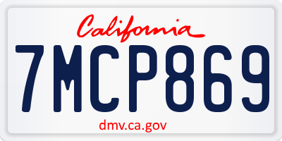 CA license plate 7MCP869