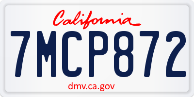 CA license plate 7MCP872