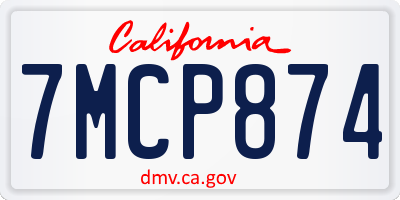 CA license plate 7MCP874