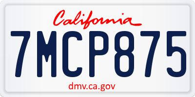 CA license plate 7MCP875