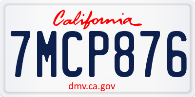 CA license plate 7MCP876