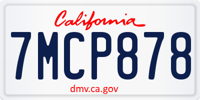 CA license plate 7MCP878
