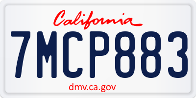 CA license plate 7MCP883