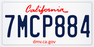 CA license plate 7MCP884