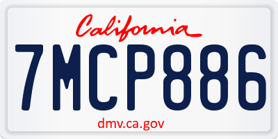 CA license plate 7MCP886