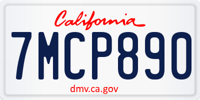 CA license plate 7MCP890