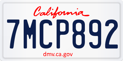 CA license plate 7MCP892