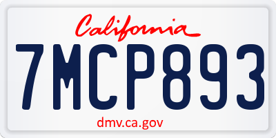 CA license plate 7MCP893