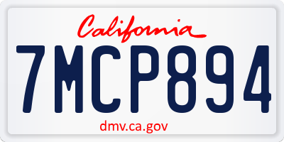 CA license plate 7MCP894
