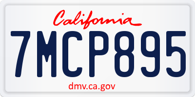 CA license plate 7MCP895