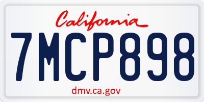 CA license plate 7MCP898