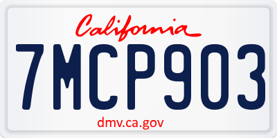 CA license plate 7MCP903
