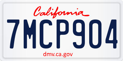CA license plate 7MCP904