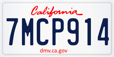CA license plate 7MCP914