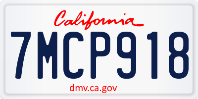 CA license plate 7MCP918