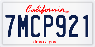 CA license plate 7MCP921
