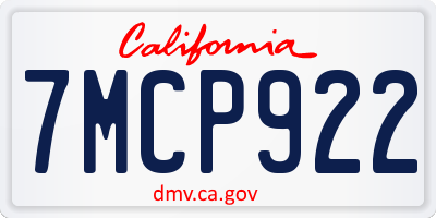 CA license plate 7MCP922