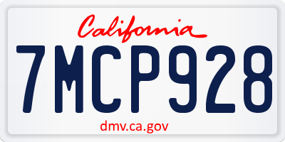 CA license plate 7MCP928
