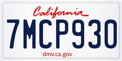 CA license plate 7MCP930