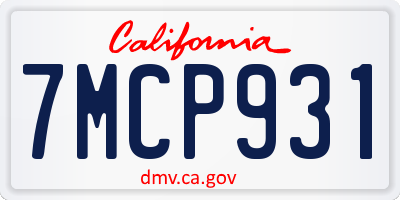 CA license plate 7MCP931