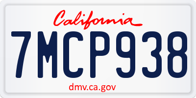 CA license plate 7MCP938