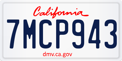 CA license plate 7MCP943