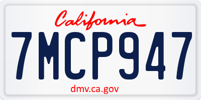 CA license plate 7MCP947