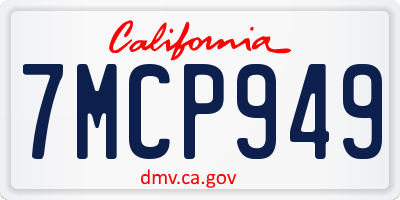 CA license plate 7MCP949