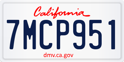 CA license plate 7MCP951