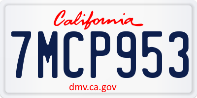 CA license plate 7MCP953